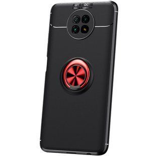 TPU чехол Deen ColorRing под магнитный держатель (opp) для Xiaomi Redmi Note 9 5G / Note 9T (Черный / Красный)