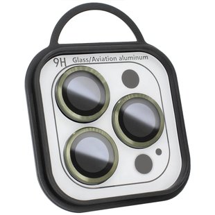 Защитное стекло Metal Classic на камеру (в упак.) для Apple iPhone 13 mini / 13  (Темно-зеленый /Dark Green)