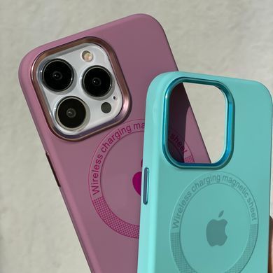 Чехол для iPhone 14 Silicone Case Full (Metal Frame and Buttons) with Magsafe с металлическими кнопками и рамкой Pine Green