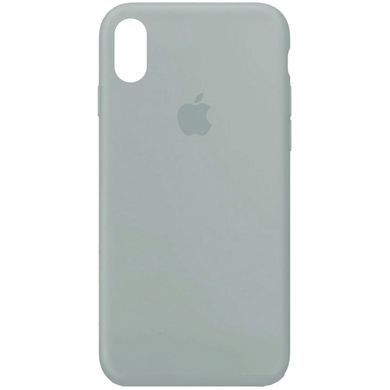 Чехол silicone case for iPhone XS Max с микрофиброй и закрытым низом Mist Blue