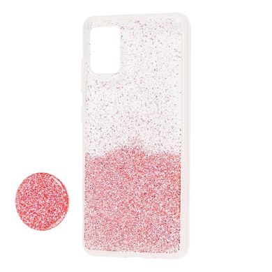 Чехол для Samsung Galaxy A71 (A715) Fashion блестки + popsocket розовый