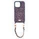 Чехол для iPhone 14 Pro Max Bling World Grainy Diamonds с ремешком Purple/Silver