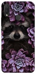 Чехол для Huawei P Smart+ (nova 3i) PandaPrint Енот в цветах цветы
