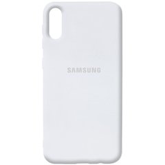 Чехол для Samsung A02 Silicone Full с закрытым низом и микрофиброй Белый / White