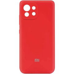 Чехол для Xiaomi Mi 11 Lite Silicone Full camera закрытый низ + защита камеры Красный / Red