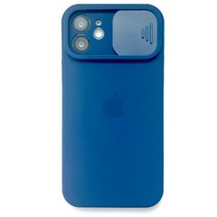 Чехол для iPhone 12 Silicone with Logo hide camera + шторка на камеру Cobalt Blue