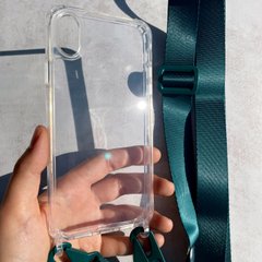 Чехол для iPhone X / XS прозрачный с ремешком Forest Green
