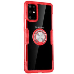 TPU+PC чехол Deen CrystalRing for Magnet (opp) для Samsung Galaxy S20 Plus (Бесцветный / Красный)