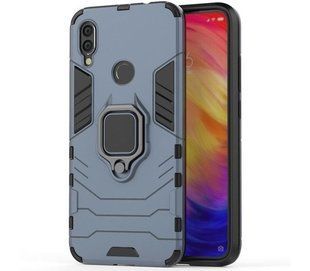 Чохол для Xiaomi Redmi 7 Transformer Ring ударостійкий з кільцем сірий