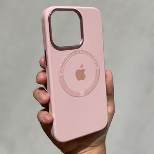 Чохол для iPhone 13 Silicone Case Full (Metal Frame and Buttons) with Magsafe з металевими кнопками та рамкою Pink Sand
