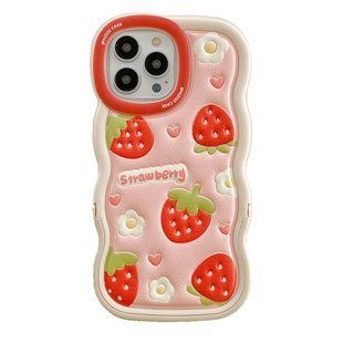 Чохол для iPhone 14 Pro Max Хвилястий Strawberry + підставка