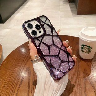 Чехол 2в1 с блестками, стразами для Iphone 12 / 12 Pro Luxury Glitter Prism Purple