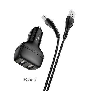 Адаптер автомобільний HOCO Type-C Cable Leader Z36 | 2USB, 2.4A | black