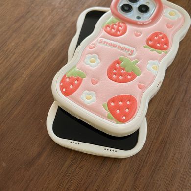 Чохол для iPhone 14 Pro Max Хвилястий Strawberry + підставка