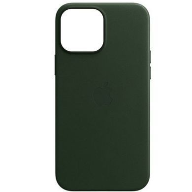 Кожаный чехол Leather Case with MagSafe для Apple iPhone 12 / 12 Pro Темно - зеленый / Forest Green