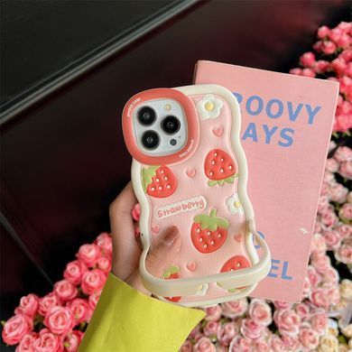Чохол для iPhone 14 Pro Max Хвилястий Strawberry + підставка
