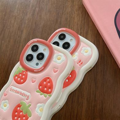 Чохол для iPhone 14 Pro Max Хвилястий Strawberry + підставка