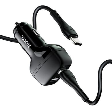 Адаптер автомобильный HOCO Type-C Cable Leader Z36 |2USB, 2.4A|  black
