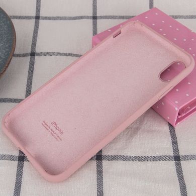 Чехол silicone case for iPhone X/XS с микрофиброй и закрытым низом Pink Sand