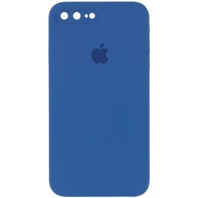 Чехол для Apple iPhone 7 plus / 8 plus Silicone Full camera закрытый низ + защита камеры (Синий / Navy blue) квадратные борты