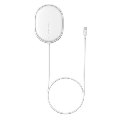 Зарядка Qi BASEUS Light Magnetic Wireless Charger (suit for IP12 with Type-C cable 1.5m) |15W| (WXQJ-02) white