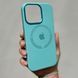 Чехол для iPhone 14 Silicone Case Full (Metal Frame and Buttons) with Magsafe с металлическими кнопками и рамкой Sea Blue