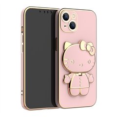 Чехол для iPhone 13 Hello Kitty + зеркало Pink