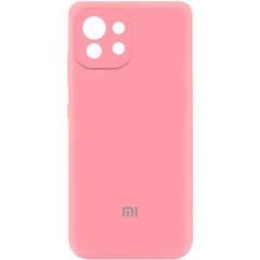 Чехол для Xiaomi Mi 11 Lite Silicone Full camera закрытый низ + защита камеры Розовый / Pink