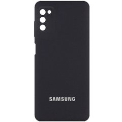 Чехол для Samsung Galaxy A03s Silicone Full camera закрытый низ + защита камеры Черный / Black
