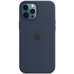 Чехол для Apple Iphone 12 / 12 pro Silicone case Original 1:1 full with Magsafe / Синий / Deep navy