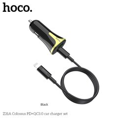 Адаптер автомобільний HOCO Type-C to Lightning cable Colossus Z31A | 1Type-C / 1USB, QC3.0 / PD | black