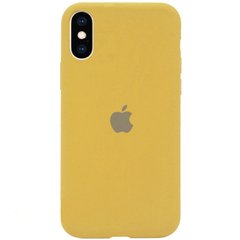 Чехол silicone case for iPhone XS Max с микрофиброй и закрытым низом Gold
