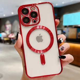 Чехол для iPhone 16 Pro Shining Case with Magsafe + стекло на камеру Red