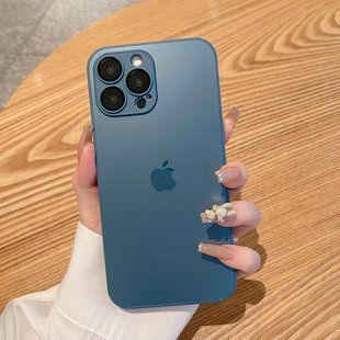 Чехол для Iphone 12 / 12 Pro Стеклянный матовый + стекло на камеру TPU+Glass Sapphire matte case Navy Blue