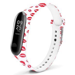 Силіконовий ремінець з малюнком для Xiaomi Mi Band 5 (Губи / Білий)