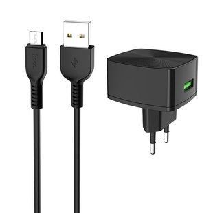 СЗУ Hoco C70A QC3.0 (1USB / 3A) + microUSB, Черный