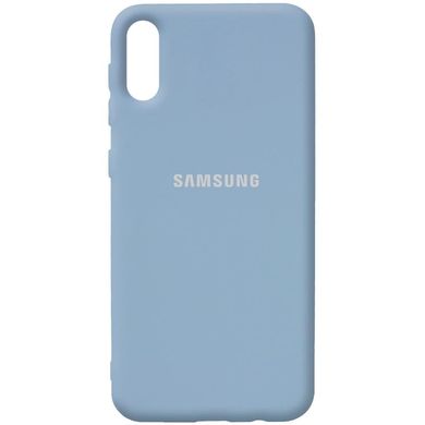 Чехол для Samsung A02 Silicone Full с закрытым низом и микрофиброй Голубой / Lilac Blue