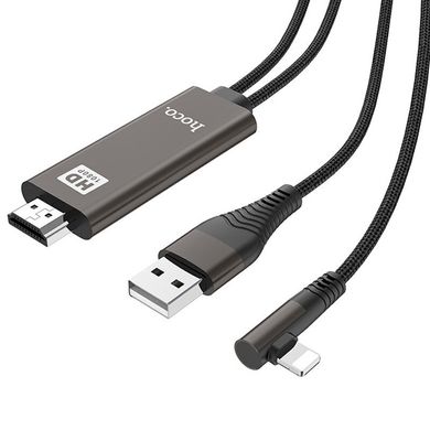 Адаптер (переходник) Hoco Lightning - HDMI 2m Black (UA14), Черный