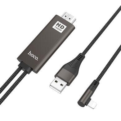 Адаптер (переходник) Hoco Lightning - HDMI 2m Black (UA14), Черный