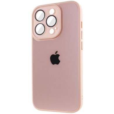 Чохол для iPhone 12 / 12 Pro Скляний матовий + скло на камеру з мікрофіброю TPU+Glass Sapphire Midnight Pink Sand