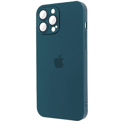 Чехол для Iphone 12 / 12 Pro Стеклянный матовый + стекло на камеру TPU+Glass Sapphire matte case Navy Blue