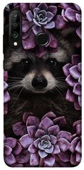 Чехол для Huawei P30 lite PandaPrint Енот в цветах цветы
