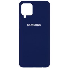 Чехол для Samsung A42 5G Silicone Full с закрытым низом и микрофиброй Темно-синий / Midnight blue