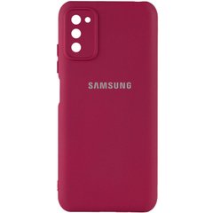 Чехол для Samsung Galaxy A03s Silicone Full camera закрытый низ + защита камеры Бордовый / Marsala