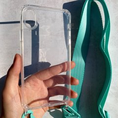 Чехол для iPhone XR прозрачный с ремешком Spearmint