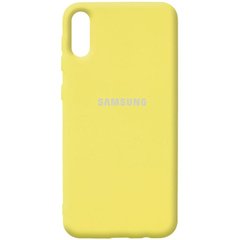 Чехол для Samsung A02 Silicone Full с закрытым низом и микрофиброй Желтый / Yellow