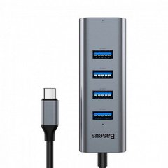 Мультиадаптер Baseus Enjoy series Type-C to USB3.0*4+HD4K HD intelligent HUB adapter Grey (CAHUB-N0G), Grey