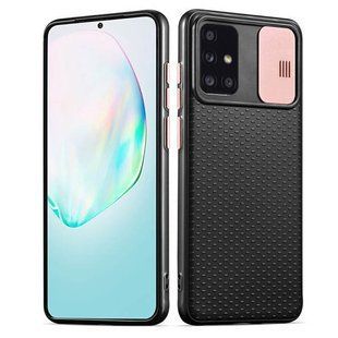 Чехол Camshield Black TPU со шторкой защищающей камеру для Samsung Galaxy A51(Черный / Rose Gold)