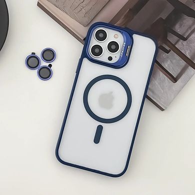 Чохол з підставкою для iPhone 13 Pro Lens Shield Magsafe + Лінзи на камеру (Синій / Blue)