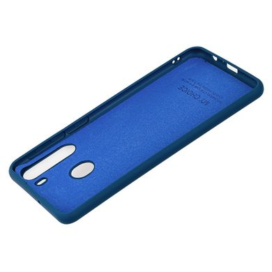 Чехол для Samsung Galaxy A21 (A215) Silicone Full синий c закрытым низом и микрофиброю
